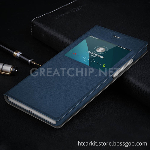 Smart wake up Leather Case For Huawei V8 Cover, View Window filp leather cover case for huawei honor V8